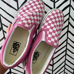 Vans Fuchsia and White Checkered Slip-Ons
